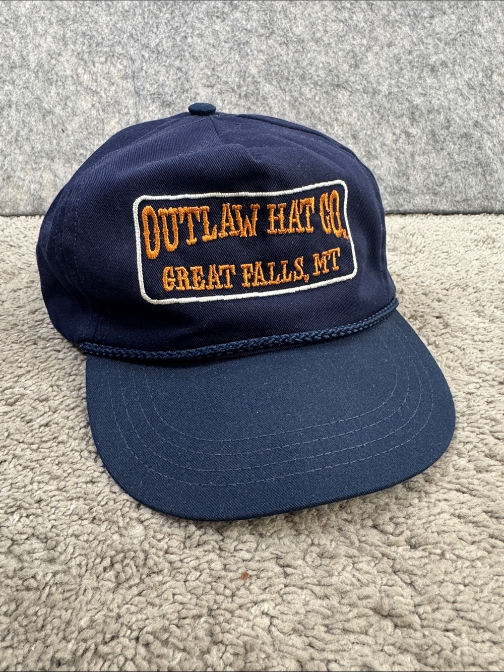 Outlaw Hat Co. Trucker Hat Orange Patch Logo Adjustable Navy